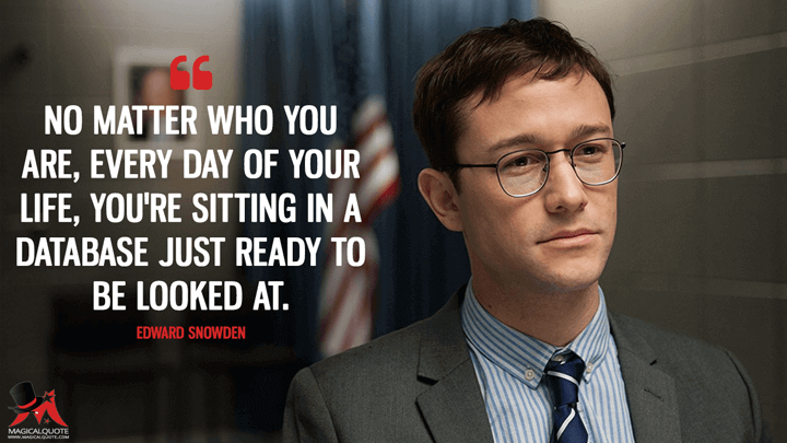 No matter who you are, every day of your life, you're sitting in a database just ready to be looked at. - Edward Snowden (Snowden Quotes)