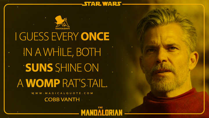 I guess every once in a while, both suns shine on a womp rat's tail. - Cobb Vanth (The Mandalorian Quotes)