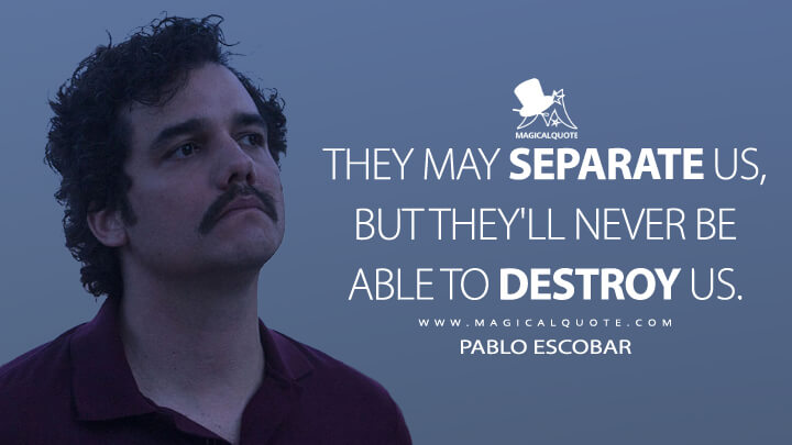 They may separate us, but they'll never be able to destroy us. - Pablo Escobar (Narcos Quotes)