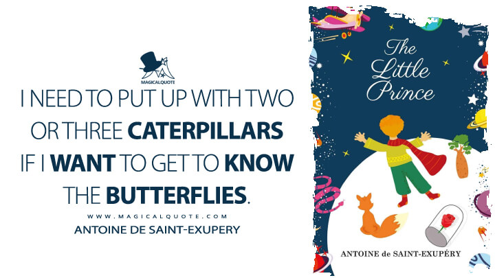 I need to put up with two or three caterpillars if I want to get to know the butterflies. - Antoine de Saint-Exupery (The Little Prince Quotes)