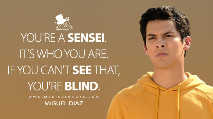 You're a sensei. It's who you are. If you can't see that, you're blind. - Miguel Diaz (Netflix's Cobra Kai Quotes)