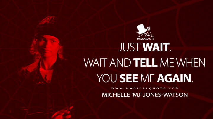 Just wait. Wait and tell me when you see me again. - Michelle 'MJ' Jones-Watson (Spider-Man: No Way Home Quotes)