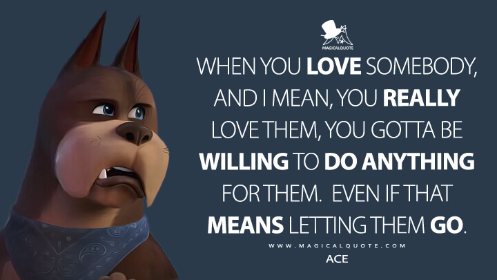 When you love somebody, and I mean, you really love them, you gotta be willing to do anything for them. Even if that means letting them go. - Ace (DC League of Super-Pets Quotes)
