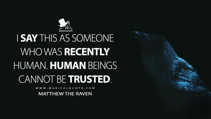 I say this as someone who was recently human. Human beings cannot be trusted. - Matthew the Raven (Netflix's The Sandman Quotes)