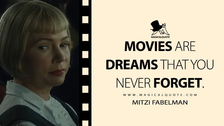 Movies are dreams that you never forget. - Mitzi Fabelman (The Fabelmans 2022 Quotes)