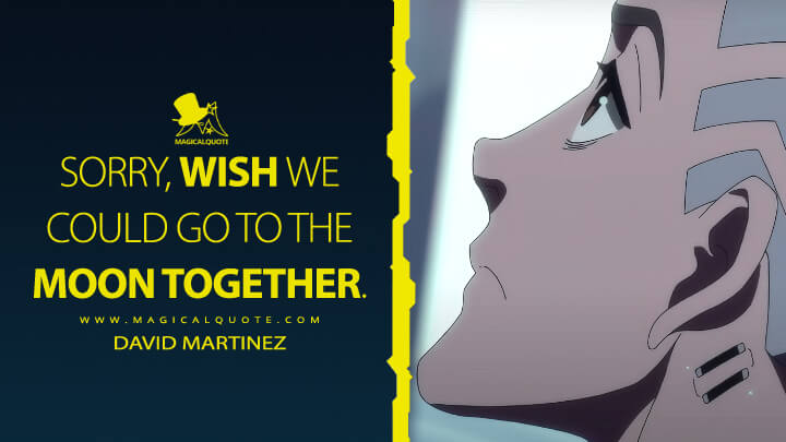 Sorry, wish we could go to the moon together. - David Martinez (Cyberpunk: Edgerunners Netflix Quotes)
