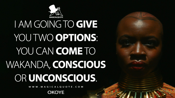 I am going to give you two options. You can come to Wakanda, conscious or unconscious.. - Okoye (Black Panther 2: Wakanda Forever Quotes)