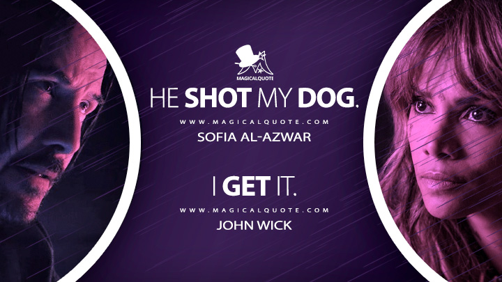 Sofia Al-Azwar: He shot my dog. John Wick: I get it. (John Wick: Chapter 3 - Parabellum Quotes)