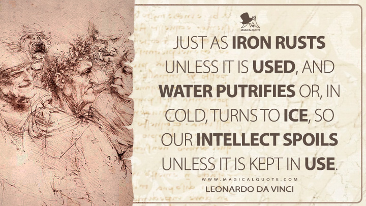 Just as iron rusts unless it is used, and water putrifies or, in cold, turns to ice, so our intellect spoils unless it is kept in use. - Leonardo da Vinci Quotes