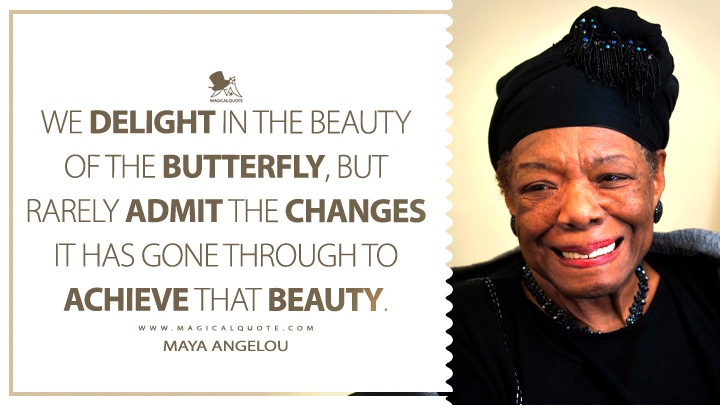 We delight in the beauty of the butterfly, but rarely admit the changes it has gone through to achieve that beauty. - Maya Angelou Quotes
