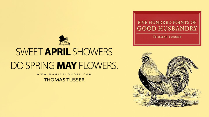 Sweet April showers do spring May flowers. - Thomas Tusser (April Quotes)