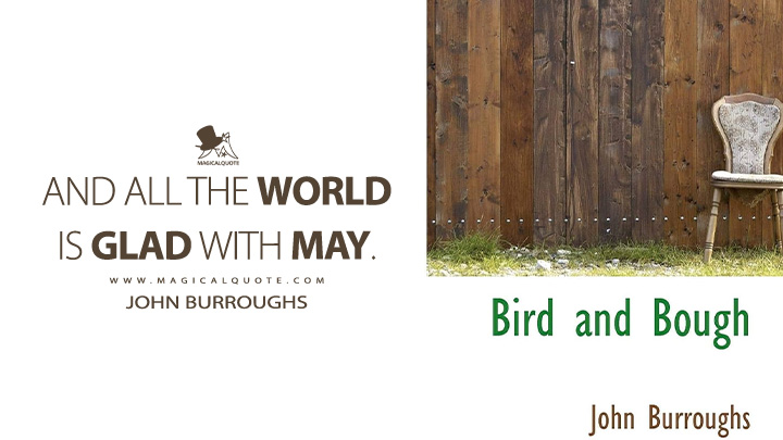 And all the world is glad with May. - John Burroughs (Bird and Bough Quotes)