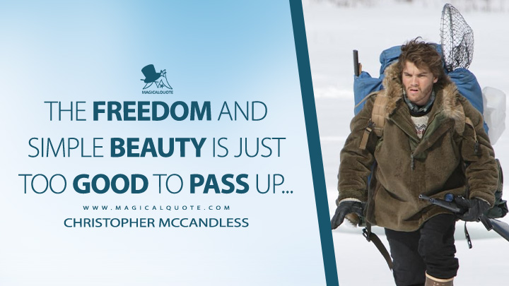 The freedom and simple beauty is just too good to pass up... - Christopher McCandless (Into the Wild 2007 Movie Quotes)